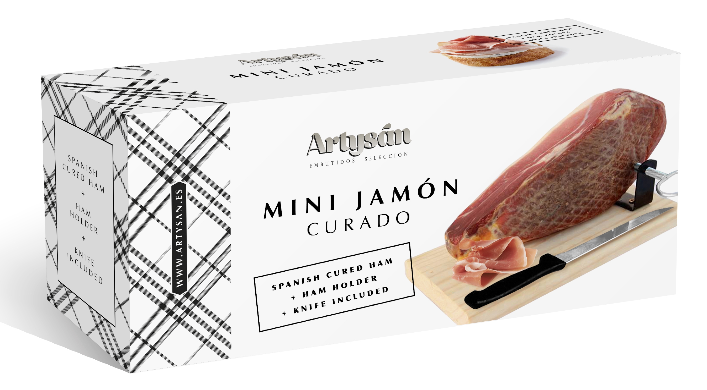 Mini jambon serrano cru Artysán + support à jambon + couteau - 1 kg